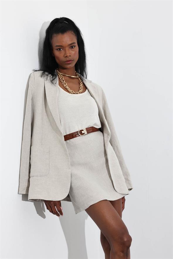 Naturel %100 Keten Mini Etek 