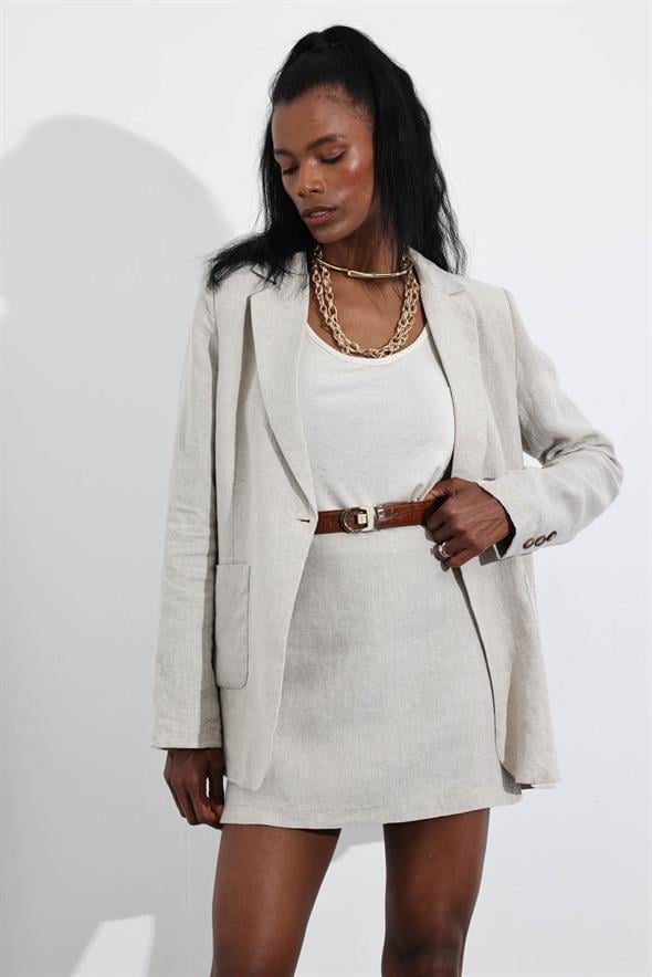 Naturel %100 Keten Mini Etek 