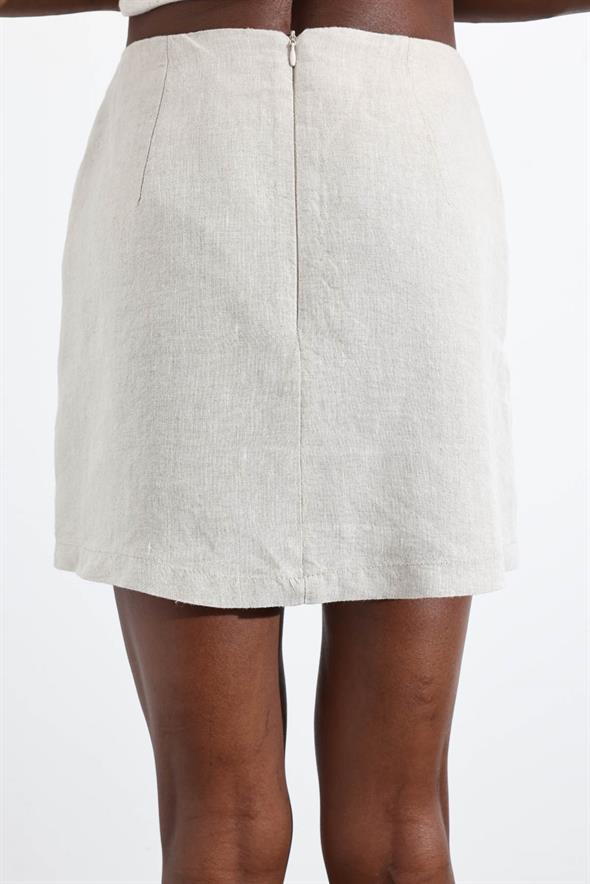 Naturel %100 Keten Mini Etek 