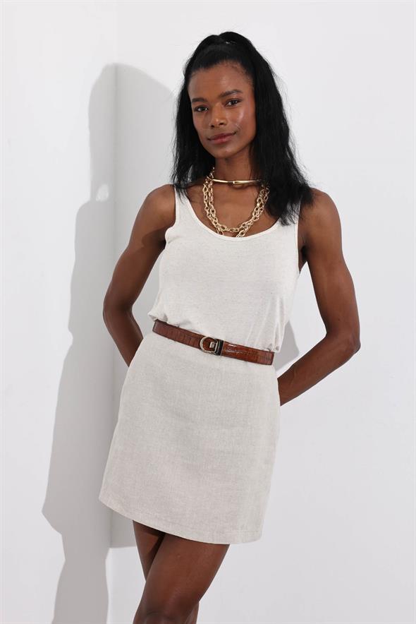 Naturel %100 Keten Mini Etek 