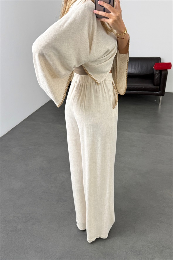 Naturel Bluz Pantolon Bohem Takım 39821