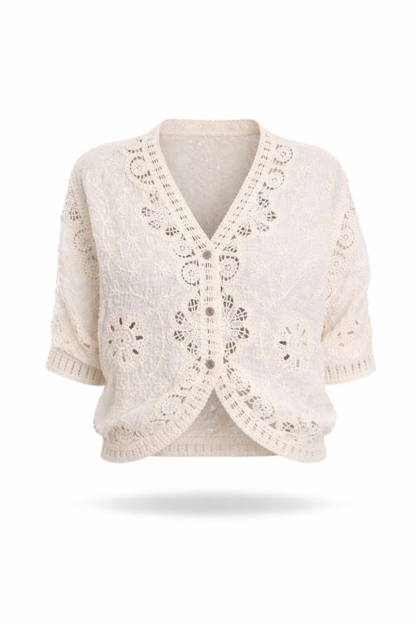 Naturel Dantel İşlemeli Bluz 39750