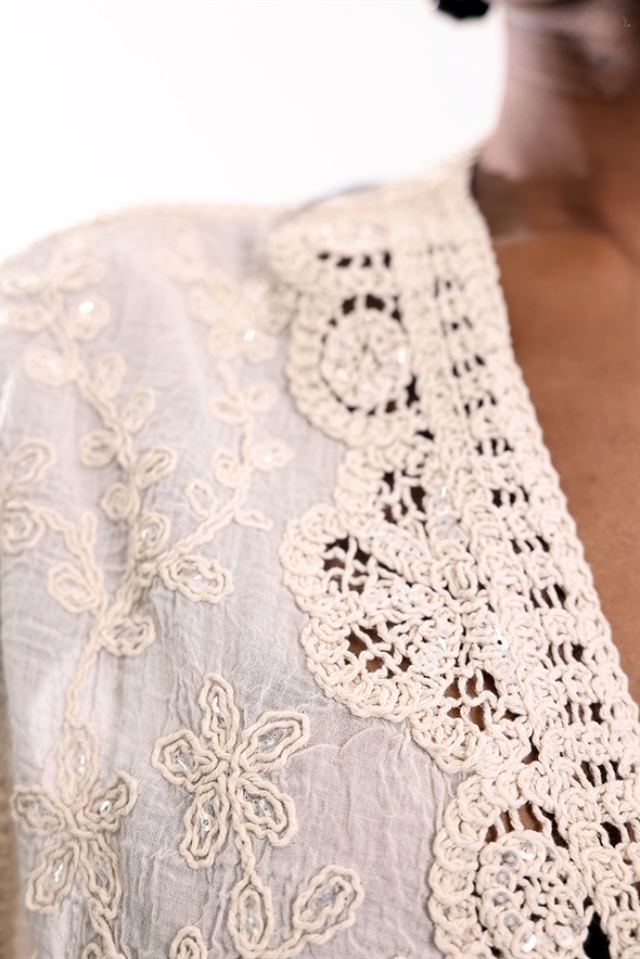 Naturel Dantel İşlemeli Bluz 39750