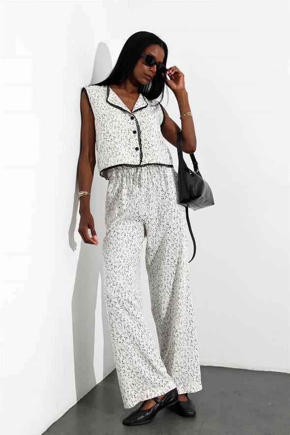 Naturel Desenli Yelek Pantolon Takım 38444