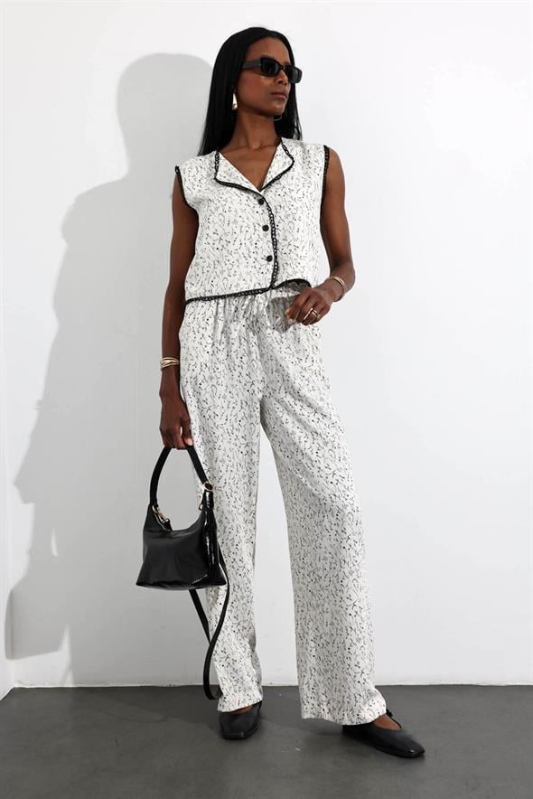 Naturel Desenli Yelek Pantolon Takım 38444