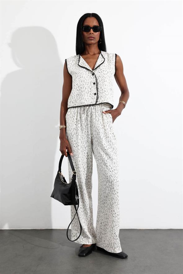 Naturel Desenli Yelek Pantolon Takım 38444