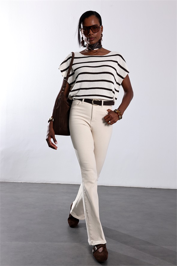 Naturel Full Likra Toparlayan Flare Jean 7578
