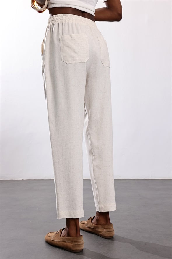 Naturel Keten Karışımlı Pantolon 16919