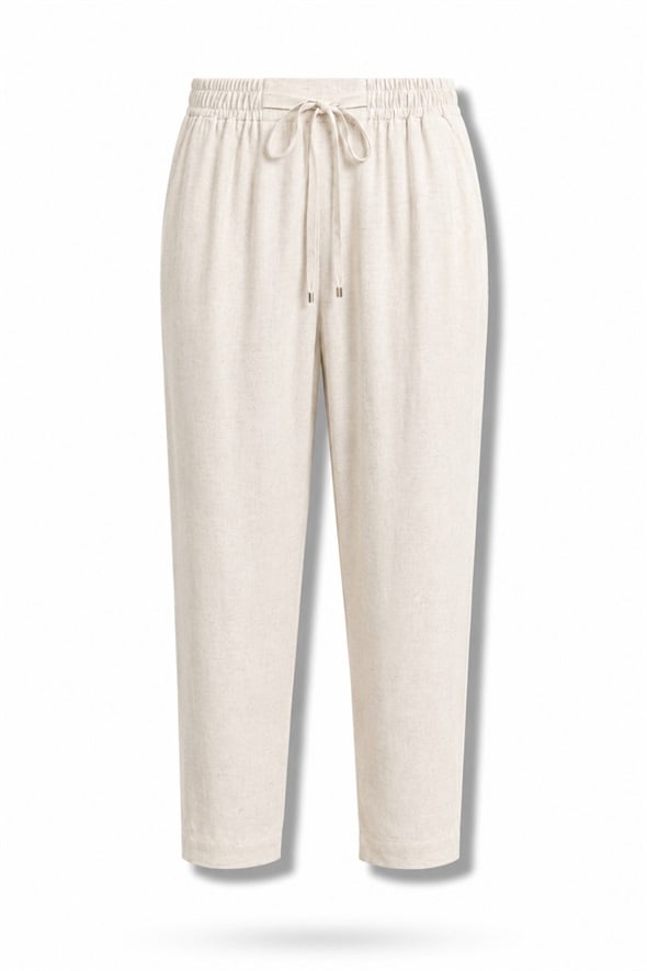 Naturel Keten Karışımlı Pantolon 16919
