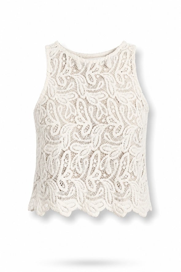 Naturel Kroşe Detaylı Bluz 05222