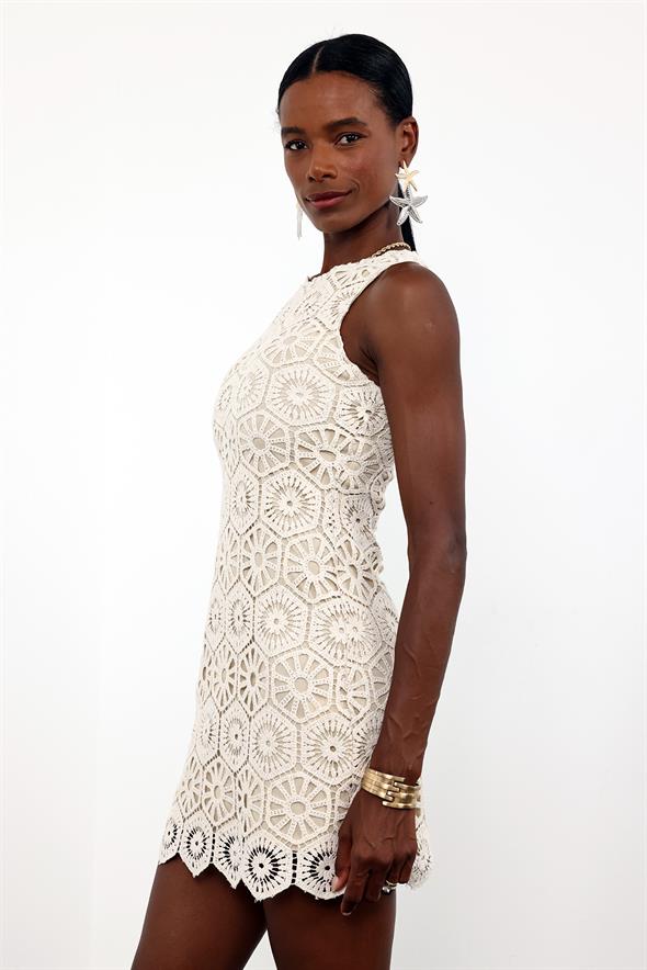 Naturel Sıfır Kol Kroşe Elbise 12390