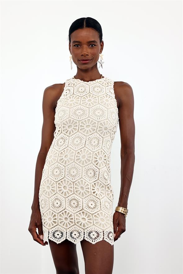 Naturel Sıfır Kol Kroşe Elbise 12390