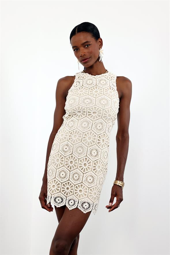 Naturel Sıfır Kol Kroşe Elbise 12390