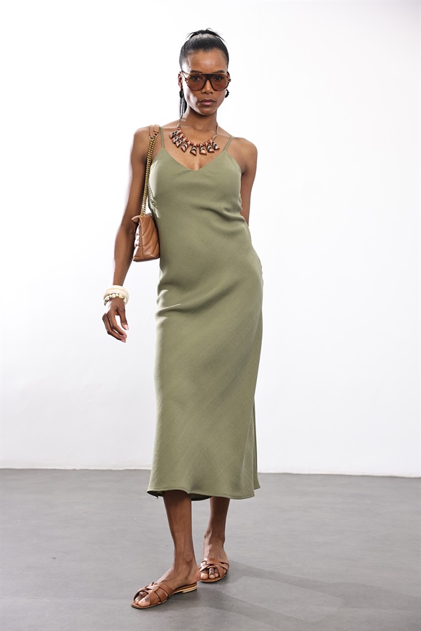 Olive Aura Tensel Elbise 