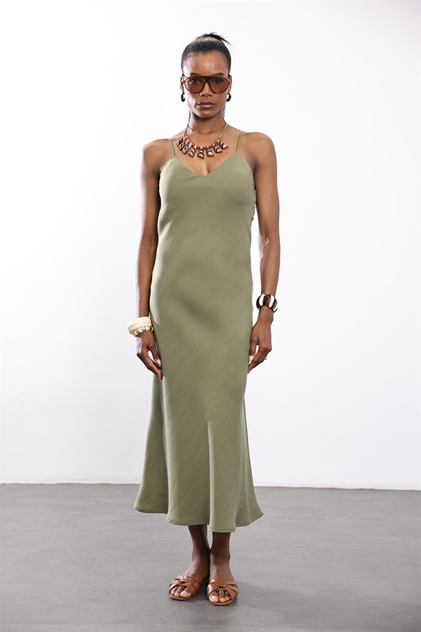 Olive Aura Tensel Elbise 