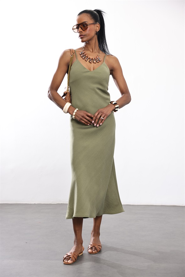 Olive Aura Tensel Elbise 