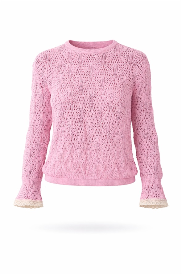 Pembe Ajurlu Triko 261036