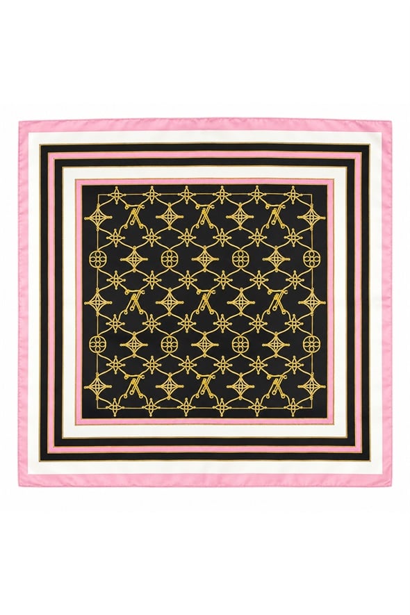 Pembe Geometrik Desenli Şal 