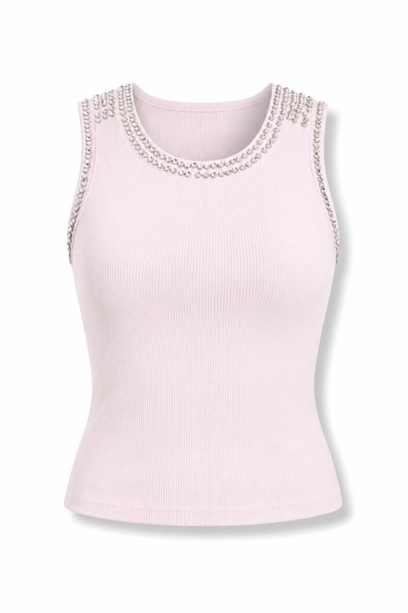 Pembe Taş İşlemeli Atlet 261006