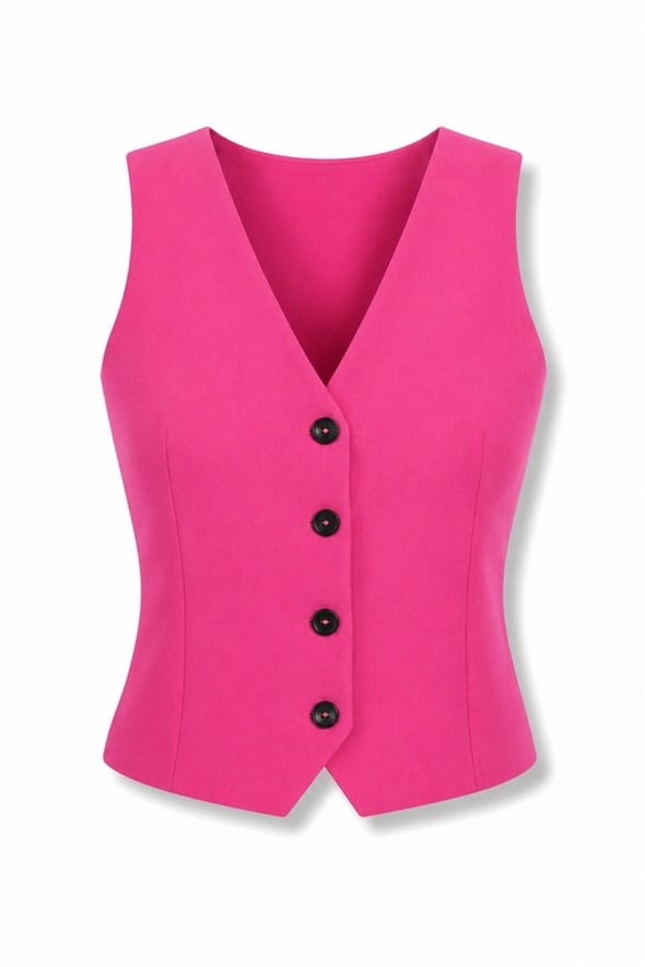Pembe V Yaka Blazer Yelek 
