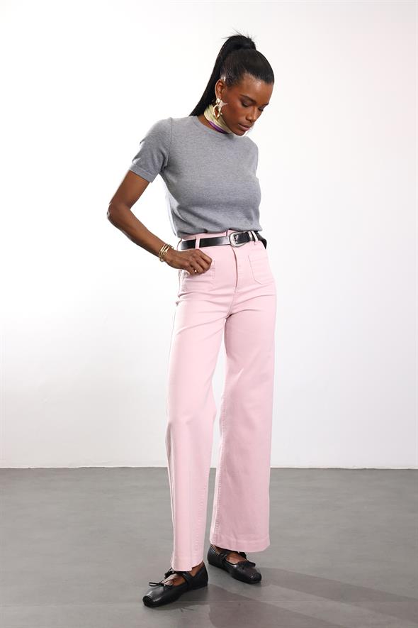 Pembe Yama Cepli Tam Boy Jean 