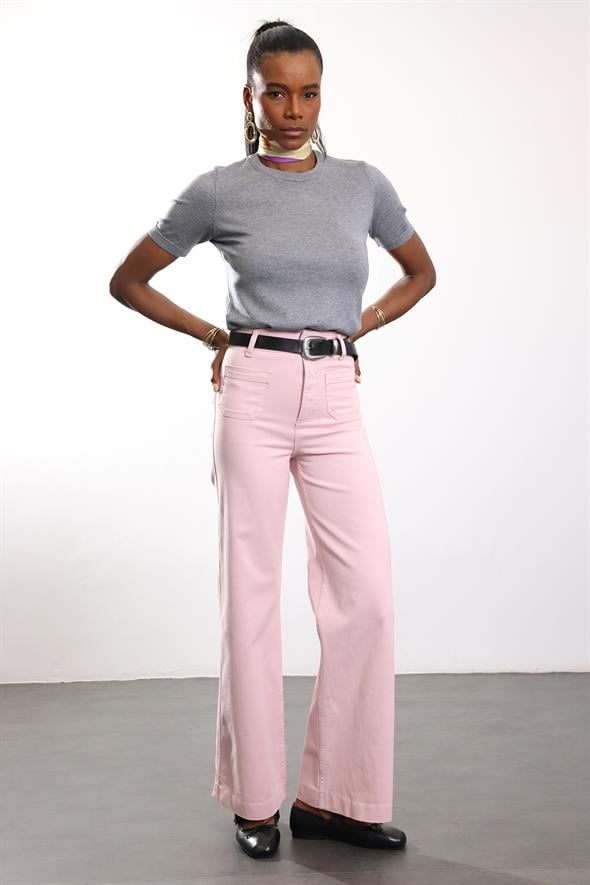 Pembe Yama Cepli Tam Boy Jean 