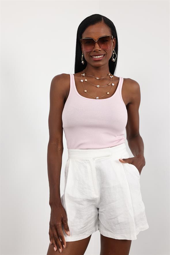 Pudra İnce Askılı Fitilli Atlet 24113