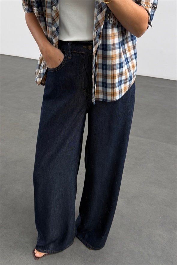 Rins Yıkamalı Beli Lastikli Tensel Jean 01073