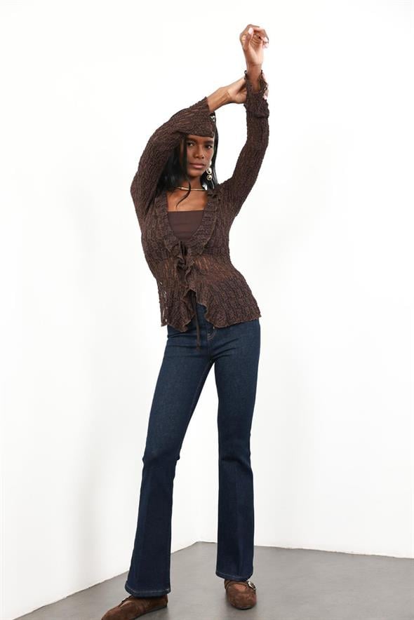 Rins Yıkamalı Full Likra Toparlayan Flare Jean 7578