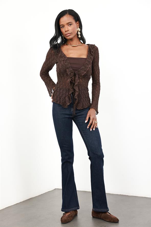 Rins Yıkamalı Full Likra Toparlayan Flare Jean 7578