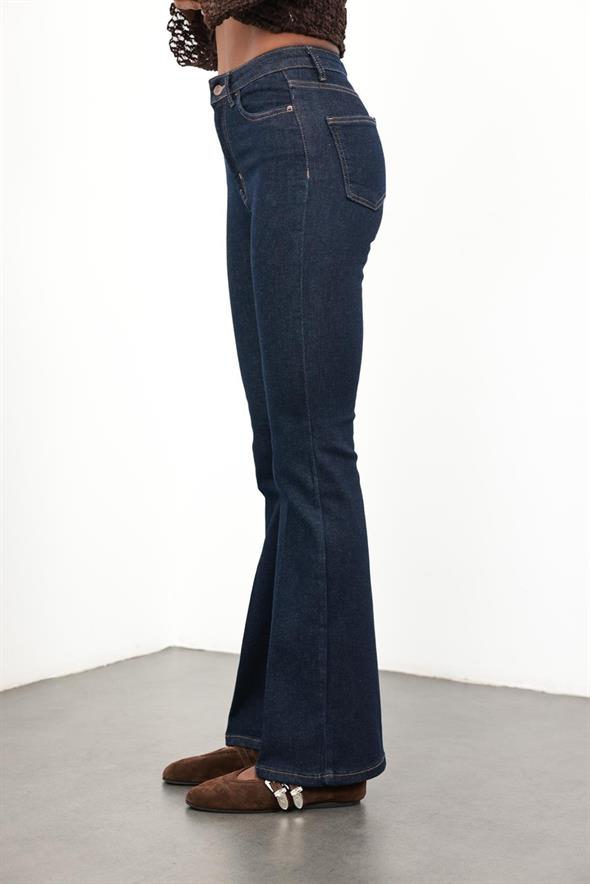Rins Yıkamalı Full Likra Toparlayan Flare Jean 7578