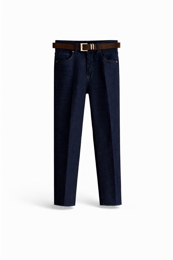 Rins Yıkamalı Kemerli Boyfit Jean 102