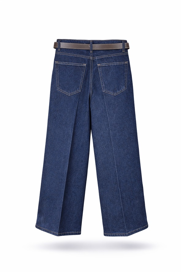 Rins Yıkamalı Kemerli Flare Jean 