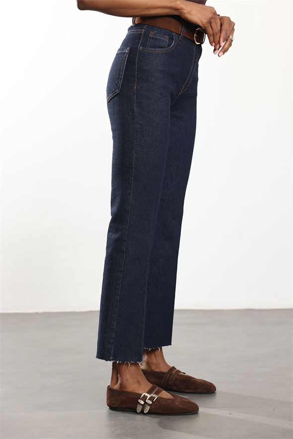 Rins Yıkamalı Kemerli Mini Flare Jean 2005