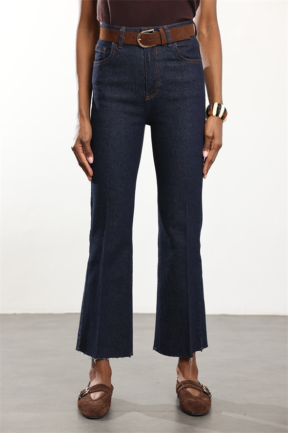 Rins Yıkamalı Kemerli Mini Flare Jean 2005