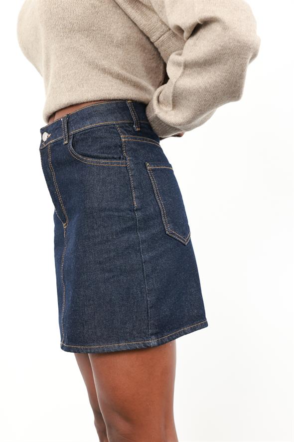 Rins Yıkamalı Mini Kot Etek 