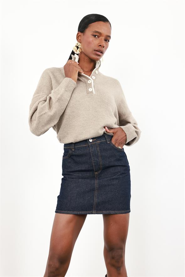 Rins Yıkamalı Mini Kot Etek 