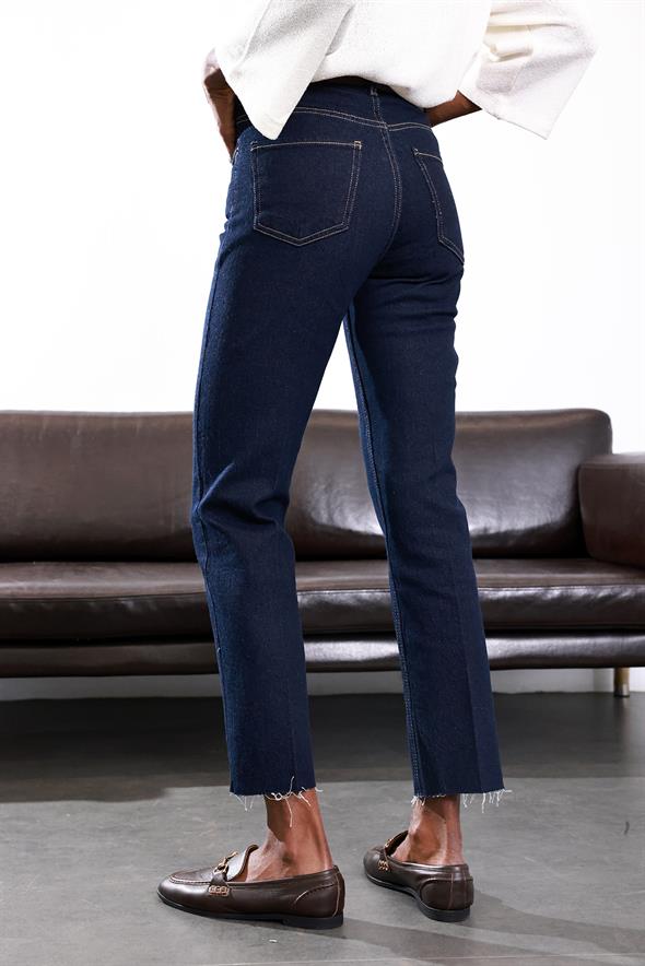 Rins Yıkamalı Yüksek Bel Boyfit Jean 