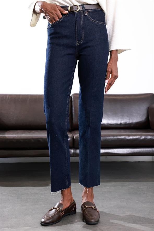 Rins Yıkamalı Yüksek Bel Boyfit Jean 