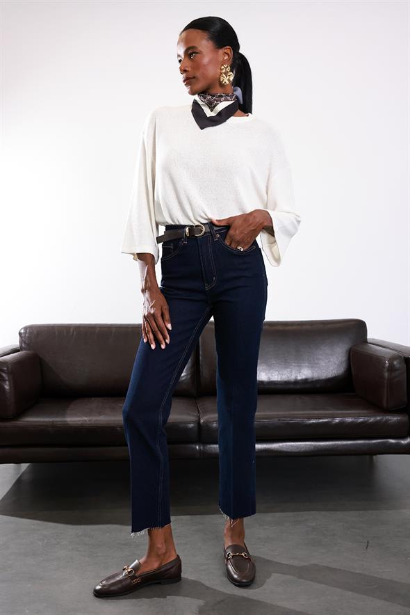 Rins Yıkamalı Yüksek Bel Boyfit Jean 