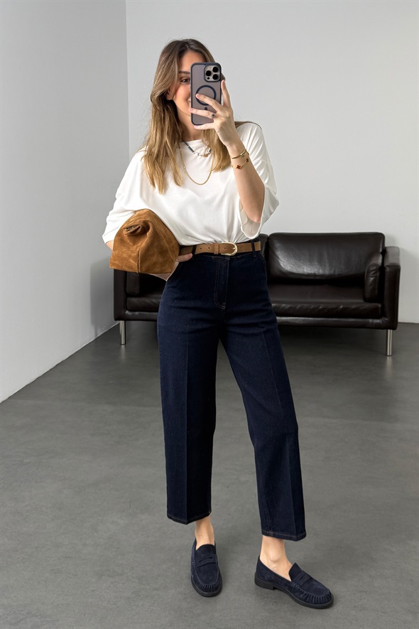 Rins Yıkamalı Yüksek Bel Tensel Baggy Jean 3001