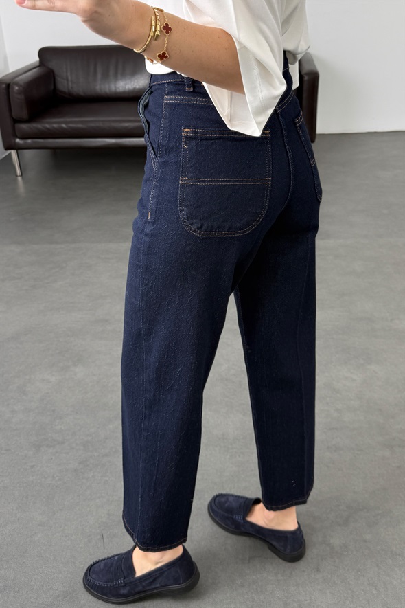 Rins Yıkamalı Yüksek Bel Tensel Baggy Jean 3001
