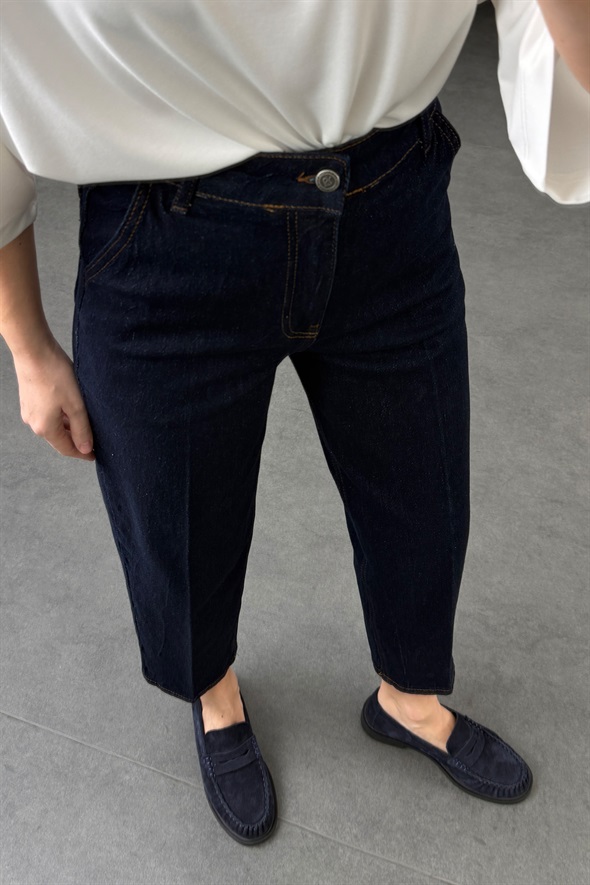 Rins Yıkamalı Yüksek Bel Tensel Baggy Jean 3001