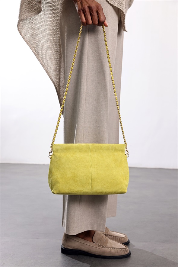 Sarı Nice Süet Askılı Clutch Çanta 7990