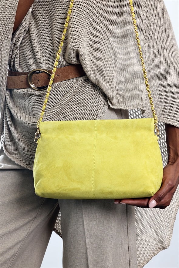 Sarı Nice Süet Askılı Clutch Çanta 7990
