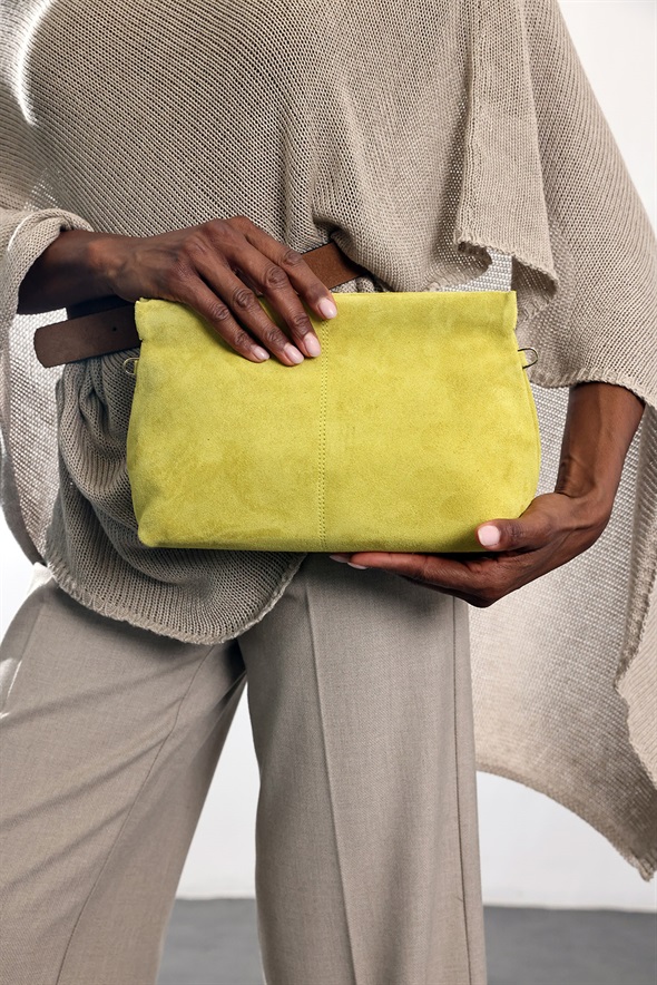 Sarı Nice Süet Askılı Clutch Çanta 7990