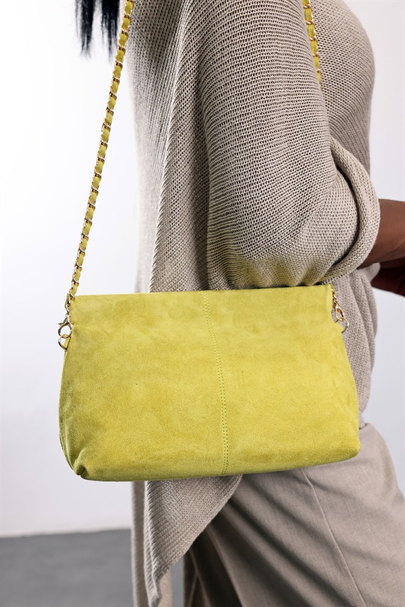 Sarı Nice Süet Askılı Clutch Çanta 7990