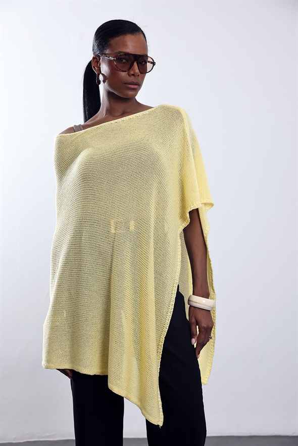 Sarı Örgü Pelerin 