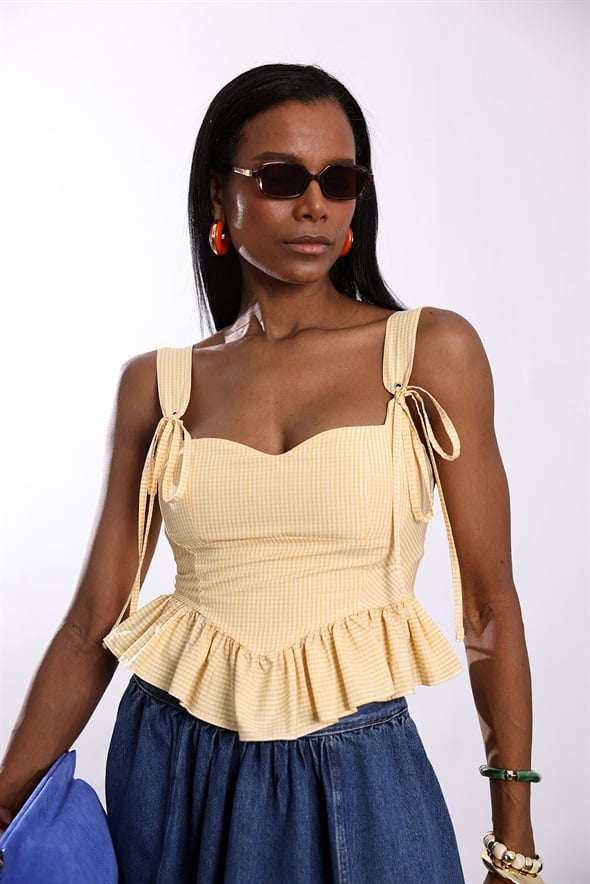 Sarı Pötikareli Büstiyer 