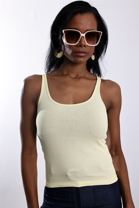 Sarı U Yaka Fitilli Basic Atlet 